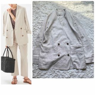 プラージュ(Plage)の美品✨プラージュ ジャケット 春服 アウター 麻 ノーカラー 上着 羽織り(ノーカラージャケット)