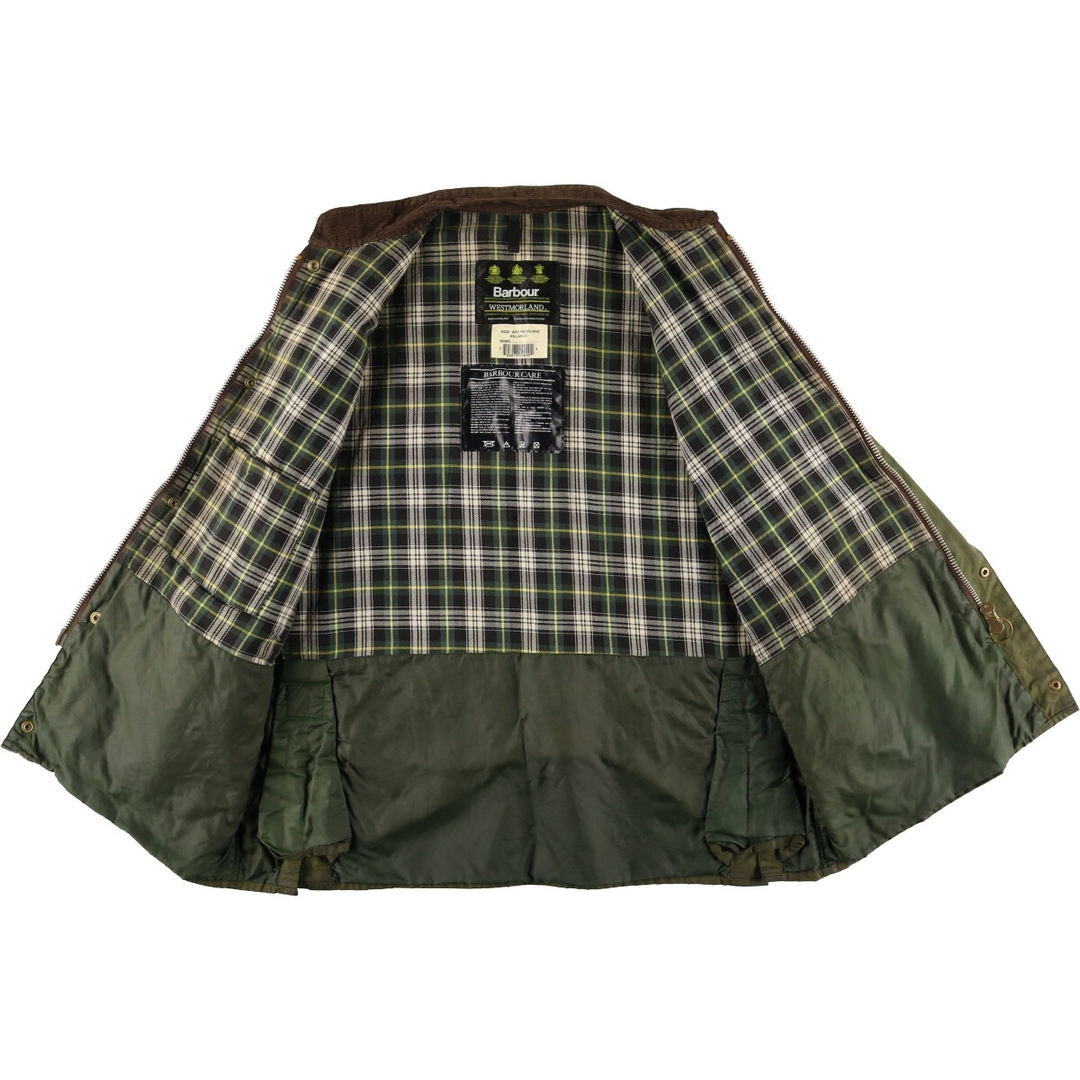 Barbour(バーブァー)の古着 90年代 バブアー Barbour WESTMORLAND 旧3ワラント ワックスコットン オイルドベスト 英国製 メンズXL ヴィンテージ /eaa420749 メンズのトップス(ベスト)の商品写真