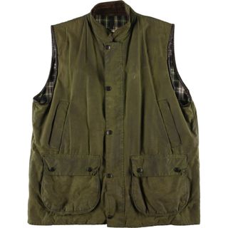 バーブァー(Barbour)の古着 90年代 バブアー Barbour WESTMORLAND 旧3ワラント ワックスコットン オイルドベスト 英国製 メンズXL ヴィンテージ /eaa420749(ベスト)