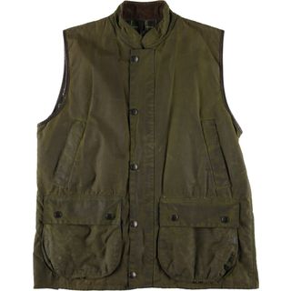 バーブァー(Barbour)の古着 90年代 バブアー Barbour WESTMORLAND 旧3ワラント ワックスコットン オイルドベスト 英国製 メンズL ヴィンテージ /eaa420751(ベスト)