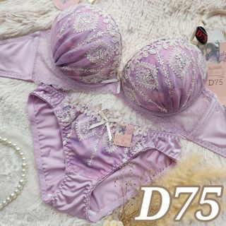 №563【D75】フェアリーグラデーションフラワーブラジャー&フルバックショーツ(ブラ&ショーツセット)