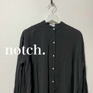 notch. - notch. ノッチ　バンドカラー　ロング　シャツ　ワンピース　黒　ブラック