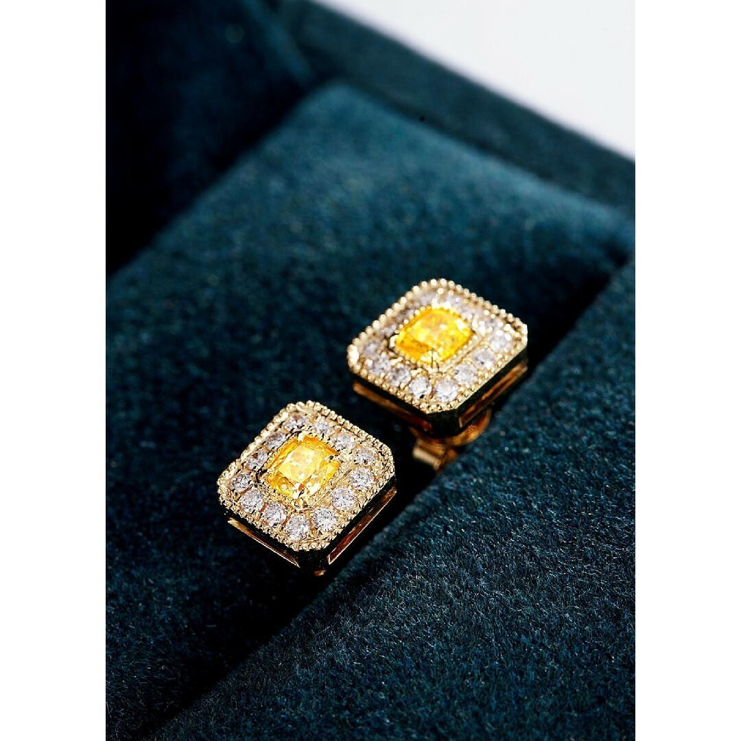 イエローダイヤモンド付きピアスk18 レディースのアクセサリー(ピアス)の商品写真