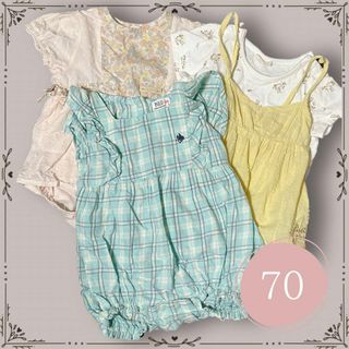 ポロ(POLO（RALPH LAUREN）)のベビー服 女の子 70 まとめ売り 美品 ポロ ラルフローレン ロンパース 花柄(ロンパース)