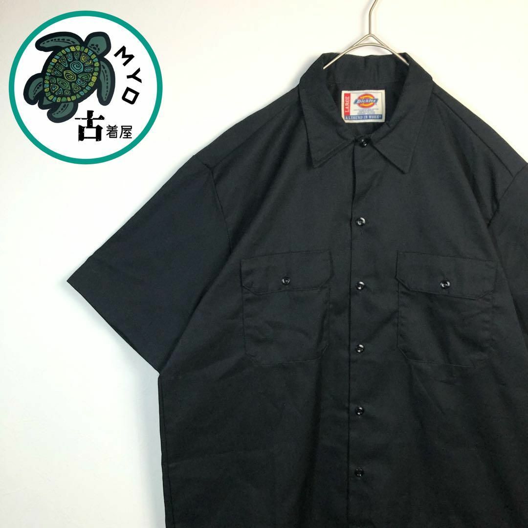 Dickies(ディッキーズ)のDickies ディッキーズ 半袖 シャツ ダブルポケット 黒 ワントーン 古着 メンズのトップス(Tシャツ/カットソー(半袖/袖なし))の商品写真