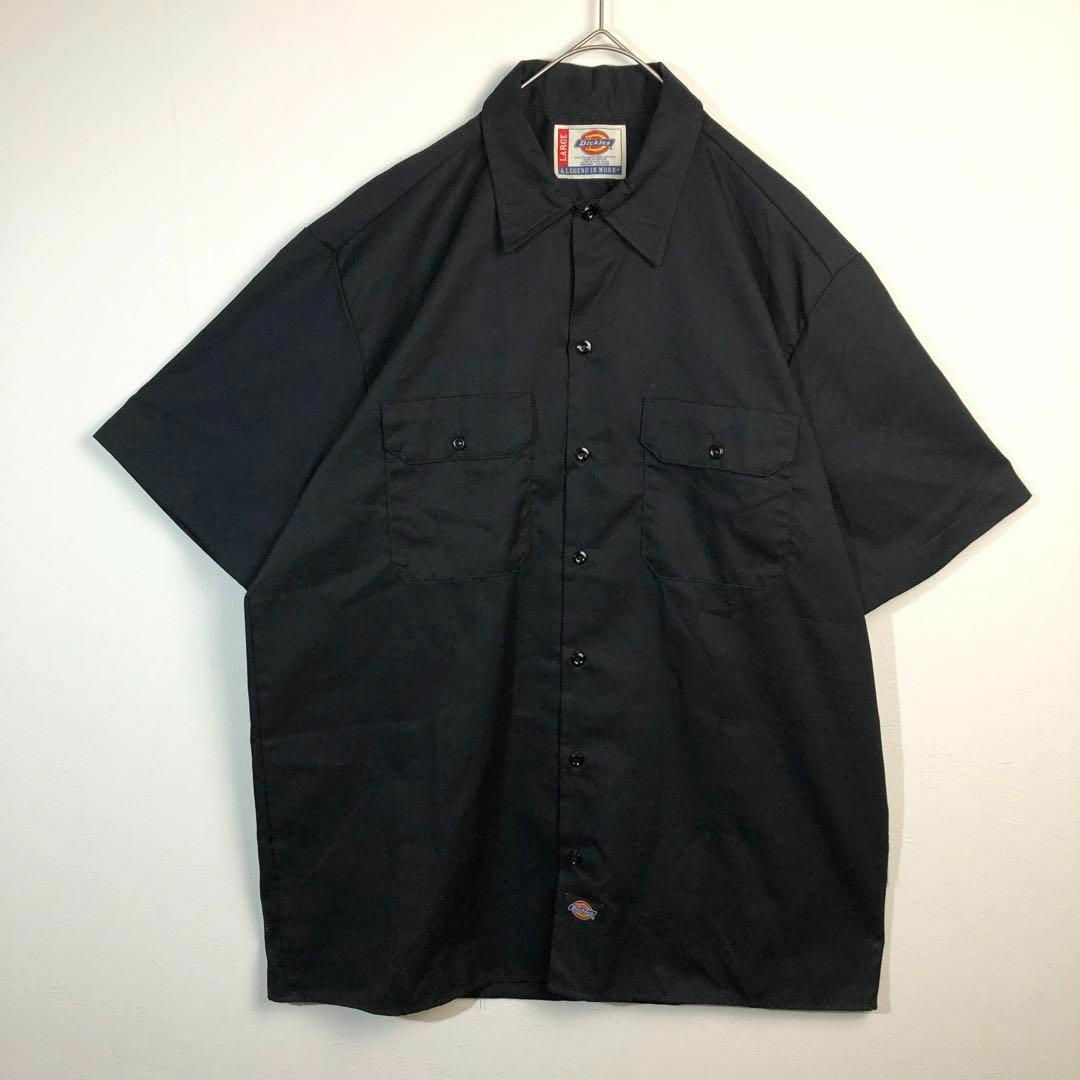 Dickies(ディッキーズ)のDickies ディッキーズ 半袖 シャツ ダブルポケット 黒 ワントーン 古着 メンズのトップス(Tシャツ/カットソー(半袖/袖なし))の商品写真