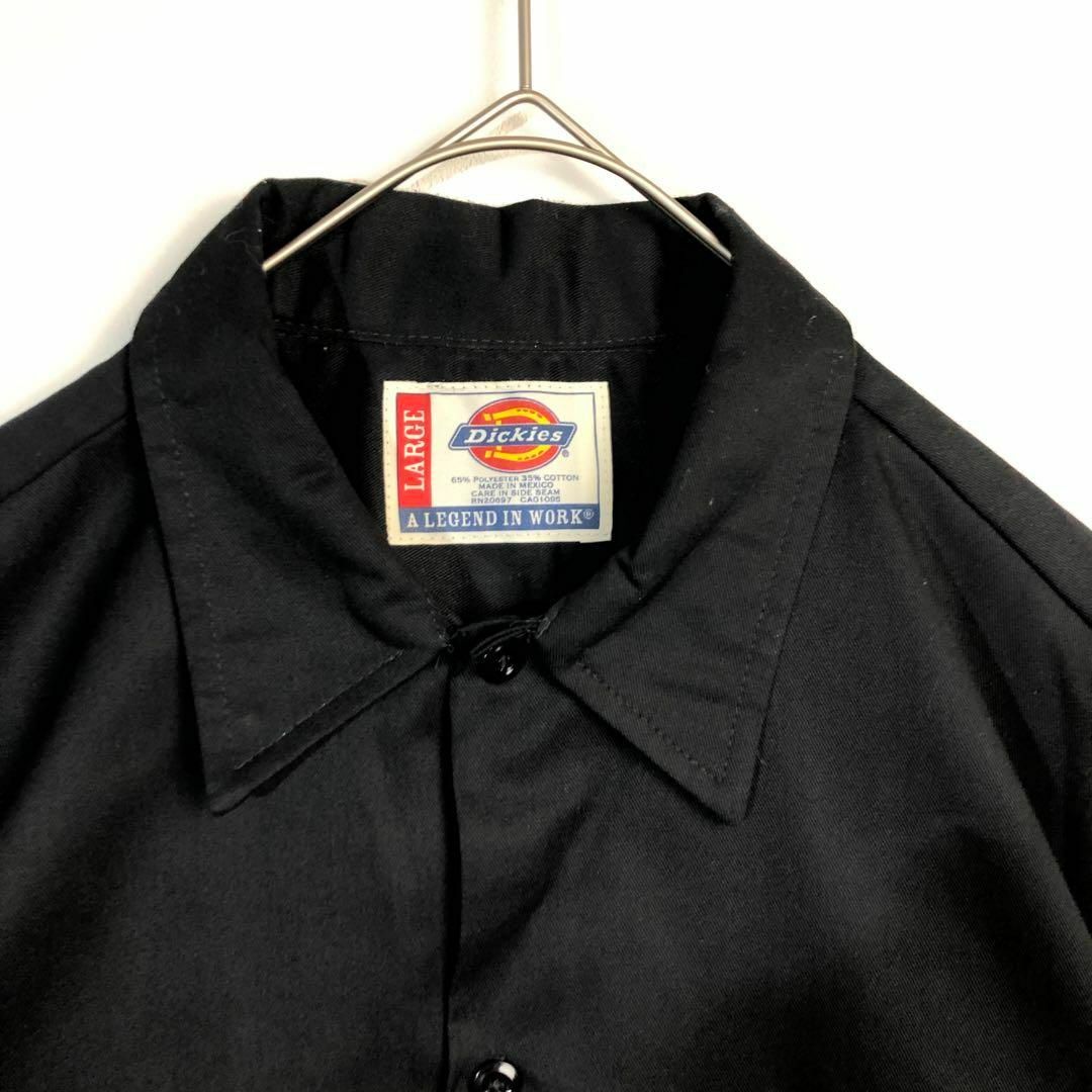 Dickies(ディッキーズ)のDickies ディッキーズ 半袖 シャツ ダブルポケット 黒 ワントーン 古着 メンズのトップス(Tシャツ/カットソー(半袖/袖なし))の商品写真