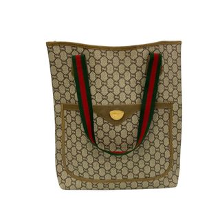 グッチ(Gucci)の極 美品 GUCCI オールドグッチ グッチ ヴィンテージ シェリーライン グッチプラス レザー ハンドバッグ トートバッグ ブラウン 24733(トートバッグ)