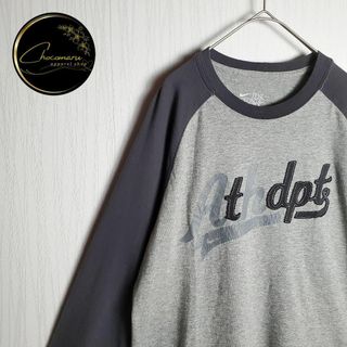 ヴィンテージ(VINTAGE)のラグランTシャツ グレー 灰 英字プリント ワンカラー 7分袖 ゆるだぼ 古着(Tシャツ/カットソー(七分/長袖))