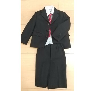 スーツ 男の子 100㎝ シャツ ネクタイ 黒 無地 ジャケット ズボン セット(ドレス/フォーマル)