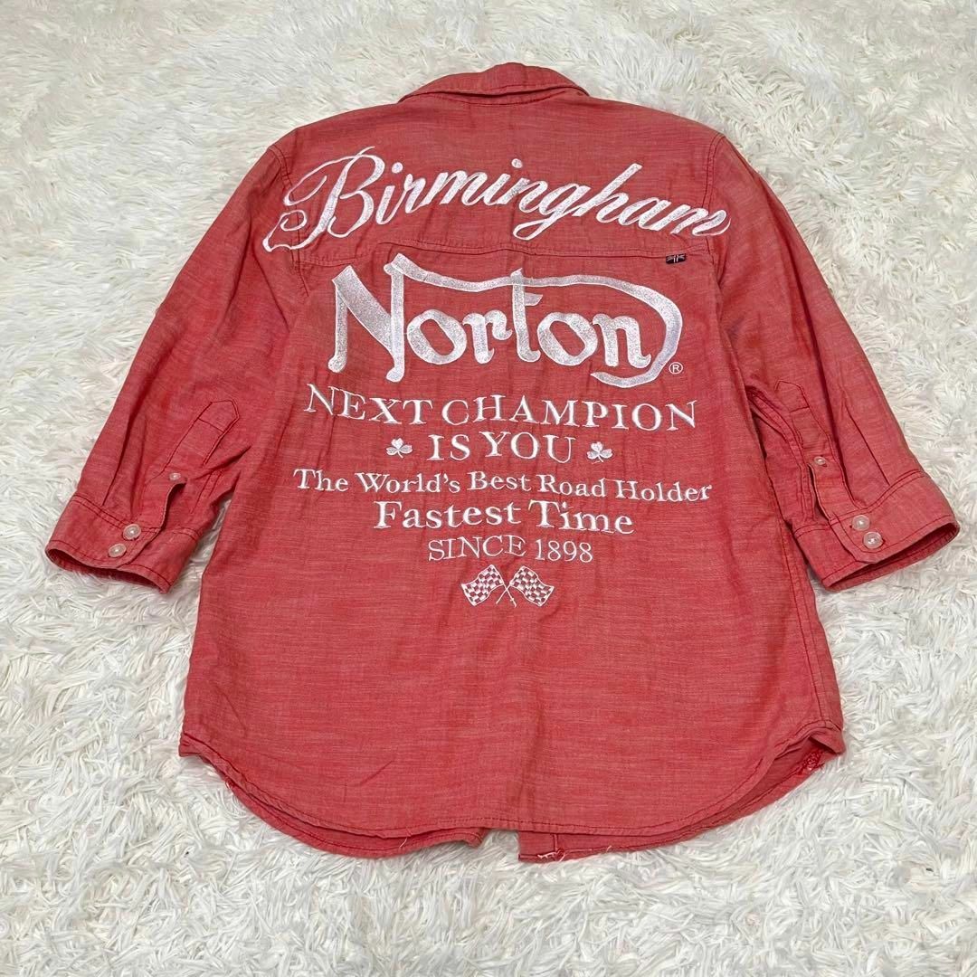 Norton(ノートン)のNorton ノートン　刺繍　七分丈　シャツ　レッド その他のその他(その他)の商品写真