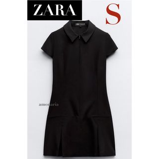 ザラ(ZARA)の【新品】ZARA ボックスプリーツショートワンピース　ミニワンピース　ワンピース(ミニワンピース)