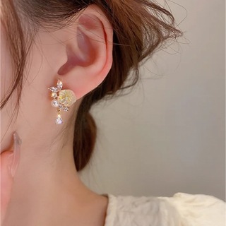 flower perl zirconia pierce 14k sv925(ピアス)