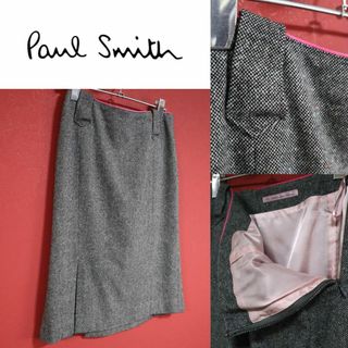 PS Paul Smith ウール 裏地ピンク 総柄 デザイン スカート