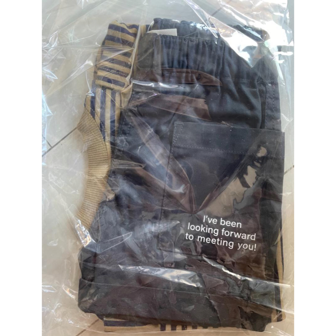 Branshes(ブランシェス)の70上下セットアップボーダーTシャツキャメルブラックショートパンツキッズ半袖 キッズ/ベビー/マタニティのベビー服(~85cm)(Ｔシャツ)の商品写真