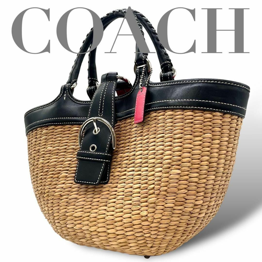 COACH(コーチ)の美品 COACH コーチ　6271 カゴバッグ　s11 かごバッグ　ストロー レディースのバッグ(かごバッグ/ストローバッグ)の商品写真