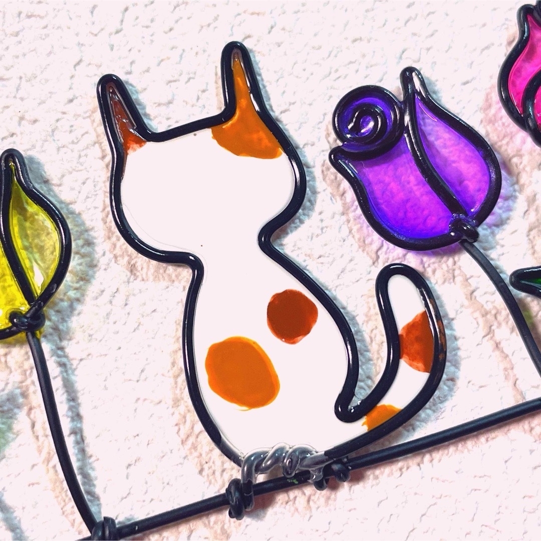 再販【SW NE03ネコねこ猫】ディップアート　ワイヤークラフト　ワイヤーアート ハンドメイドのインテリア/家具(インテリア雑貨)の商品写真