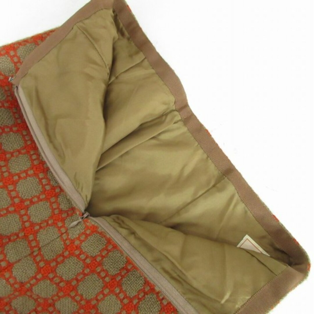 Sybilla(シビラ)のシビラ スカート チェック 編み込み ウール ブラウン オレンジ M IBO47 レディースのスカート(ひざ丈スカート)の商品写真