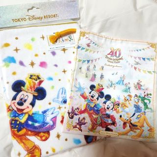 ディズニー　40周年　グランドフィナーレ　フェイスタオル　巾着　ディズニーランド(キャラクターグッズ)