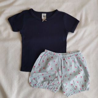 プチバトー(PETIT BATEAU)のプチバトー　トップス　かぼちゃパンツ　２点セット　80(シャツ/カットソー)