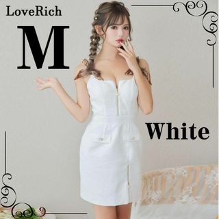 ジュエルズ(JEWELS)の【残りわずか】Loverich ショルダー スカーフ キャバドレス M ホワイト(ナイトドレス)