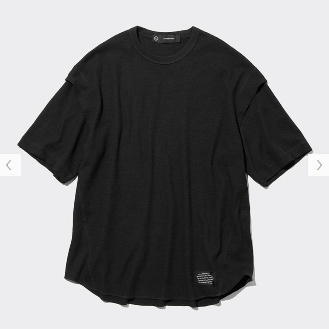 ドライワッフルT(5分袖) UNDERCOVER ブラック XLサイズ