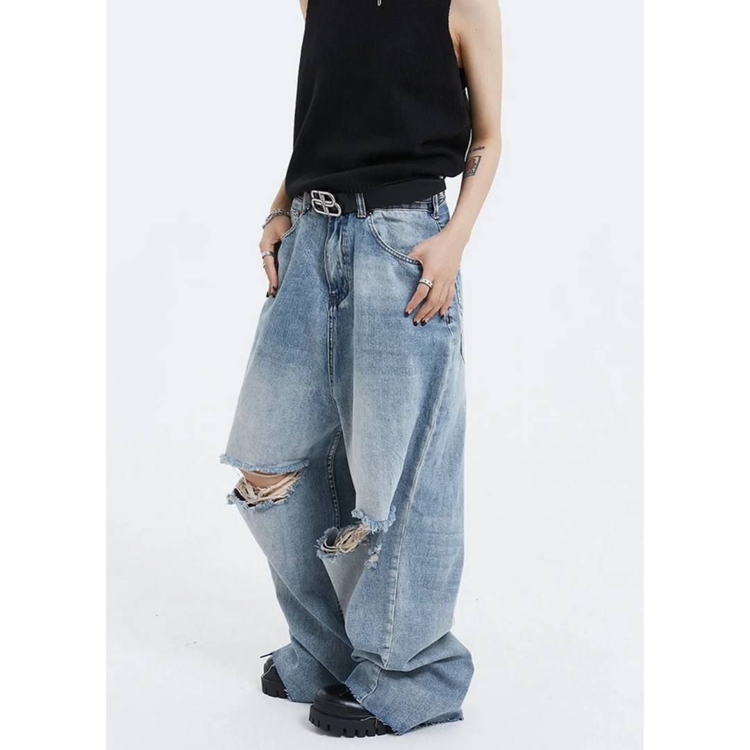 BALENCIAGA - ワイドダメージデニムの通販 by jagaimo BALENCIAGA - ワイドダメージデニムの通販 by jagaimo