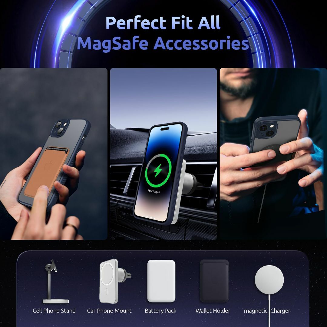SURPHY iPhone15用ケース 半透明 MagSafe対応, フィルム付 スマホ/家電/カメラのスマホアクセサリー(その他)の商品写真