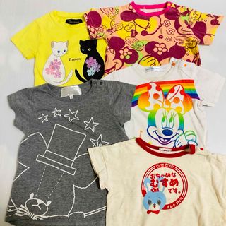 ディズニー(Disney)の【最安値5点セット・まとめ売り】花柄　半袖Tシャツ　トップス　女の子　90サイズ(Tシャツ/カットソー)