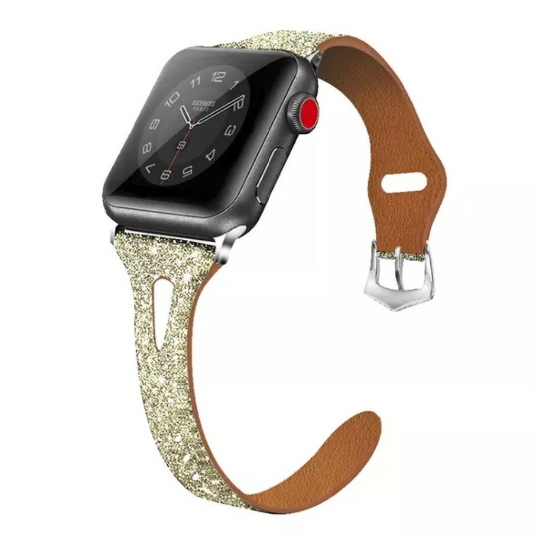 Apple Watch グリッターレザーバンド 38/40/41mm シャンパン レディースのファッション小物(腕時計)の商品写真