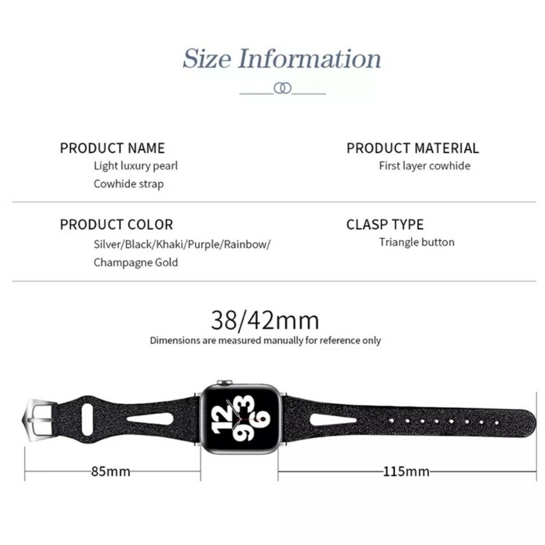 Apple Watch グリッターレザーバンド 38/40/41mm シルバー レディースのファッション小物(腕時計)の商品写真