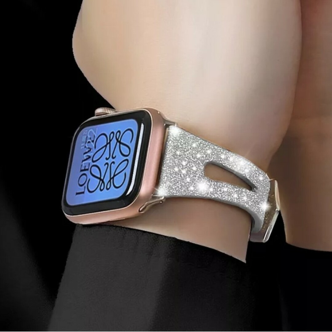 Apple Watch グリッターレザーバンド 38/40/41mm ブラック レディースのファッション小物(腕時計)の商品写真