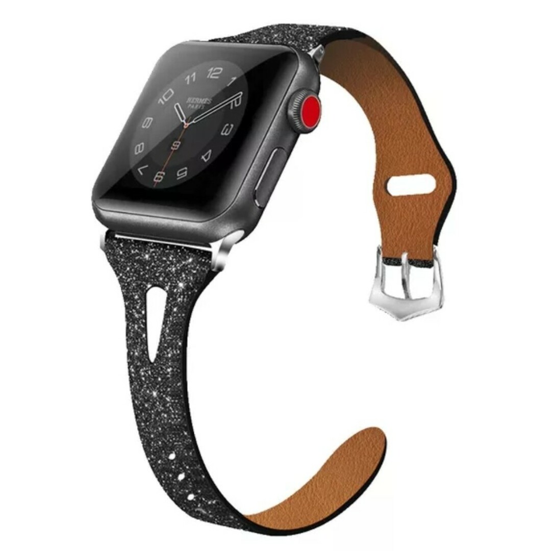 Apple Watch グリッターレザーバンド 38/40/41mm ブラック レディースのファッション小物(腕時計)の商品写真