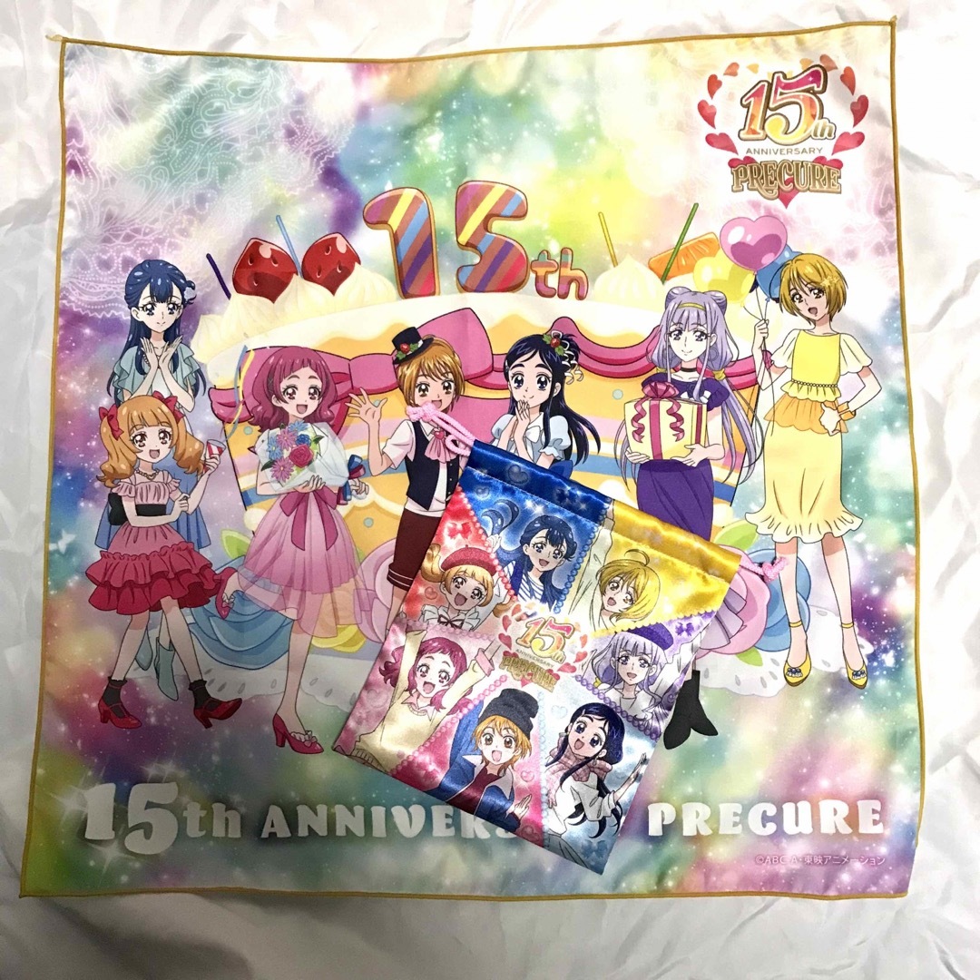 宮崎 HUGっと!プリキュ15周年 巾着ポーチ バンダナ エンタメ/ホビーのおもちゃ/ぬいぐるみ(キャラクターグッズ)の商品写真