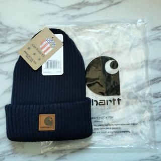 carhartt - mt Carhartt カーハート  ニット帽 ニットキャップ ネイビー 紺　①