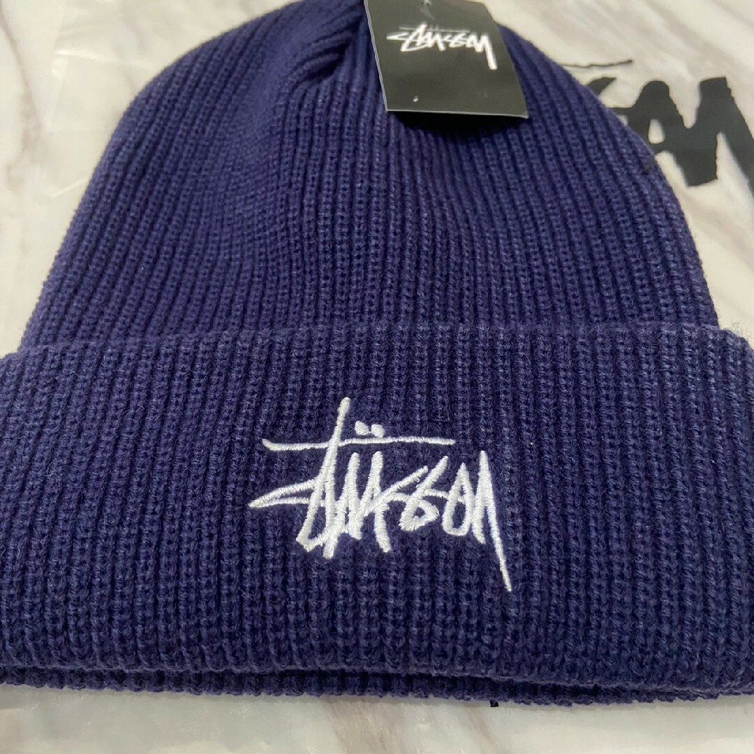 STUSSY(ステューシー)のfc Stussy ステューシー ニット帽 ②  スノーボード 　ネイビー メンズの帽子(ニット帽/ビーニー)の商品写真