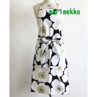 マリメッコ(marimekko)のmarimekko  マリメッコ   エプロン　ホワイト×ブラック　ウニッコ　黒(収納/キッチン雑貨)