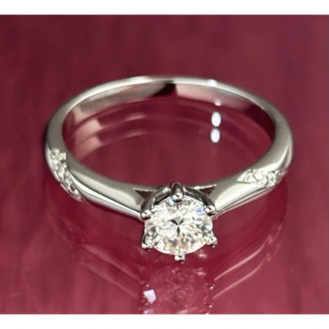 MR13／10.5号 6爪5㎜ 0.5ct  モアサナイトリング♡シルバー925 レディースのアクセサリー(リング(指輪))の商品写真