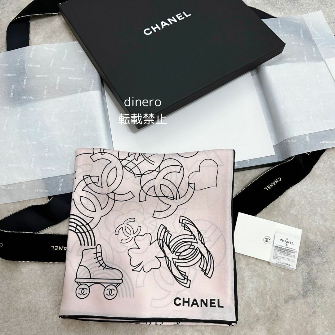 【未使用】CHANELシャネル　24Cスカーフ ココマーク柄（ホワイトピンク） | フリマアプリ ラクマ