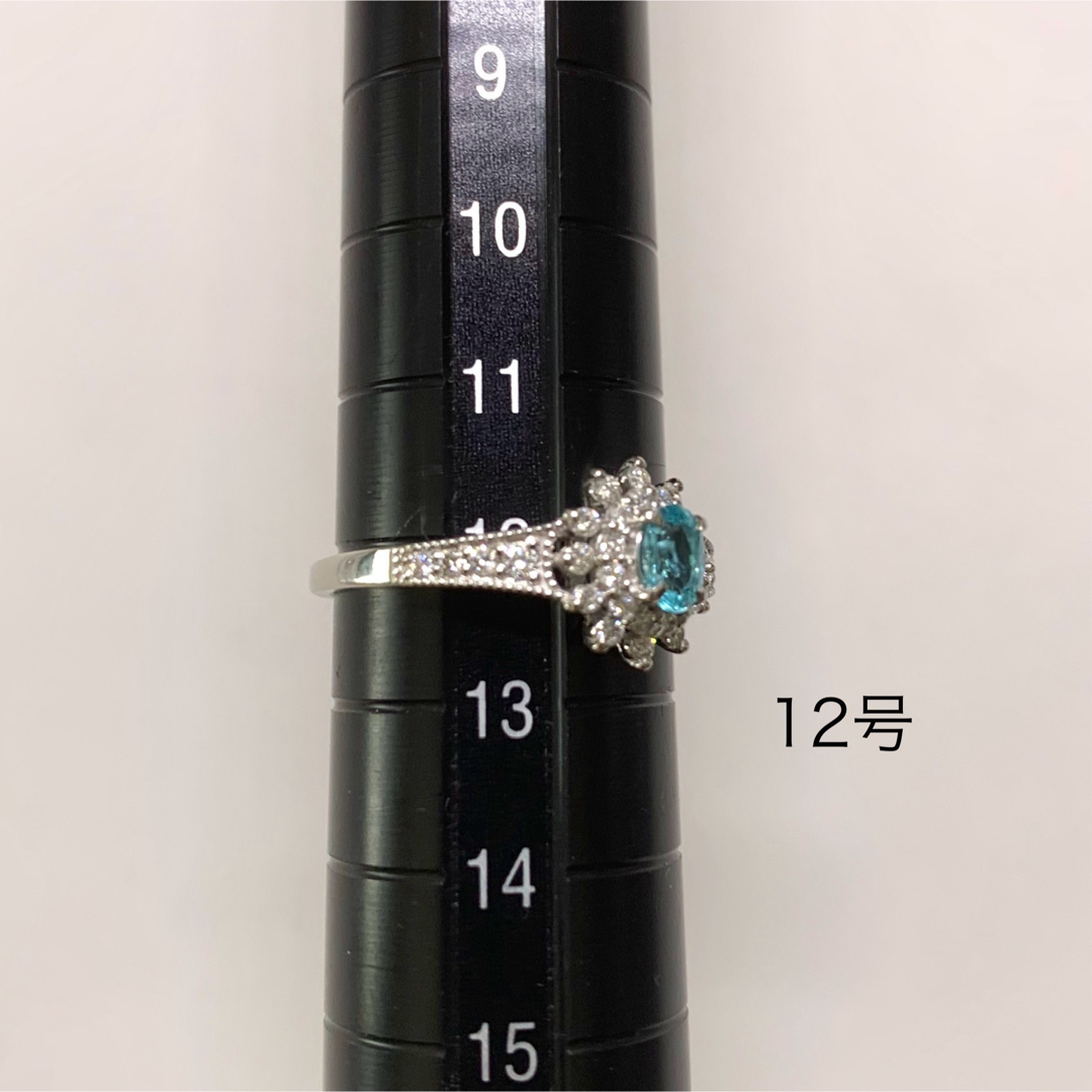 pt900 パライバトルマリンダイヤモンドリング計0.71ct 12号 レディースのアクセサリー(リング(指輪))の商品写真