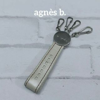 アニエスベー(agnes b.)の【匿名配送】アニエスベー キーホルダー シルバー ロゴ 白(チャーム)