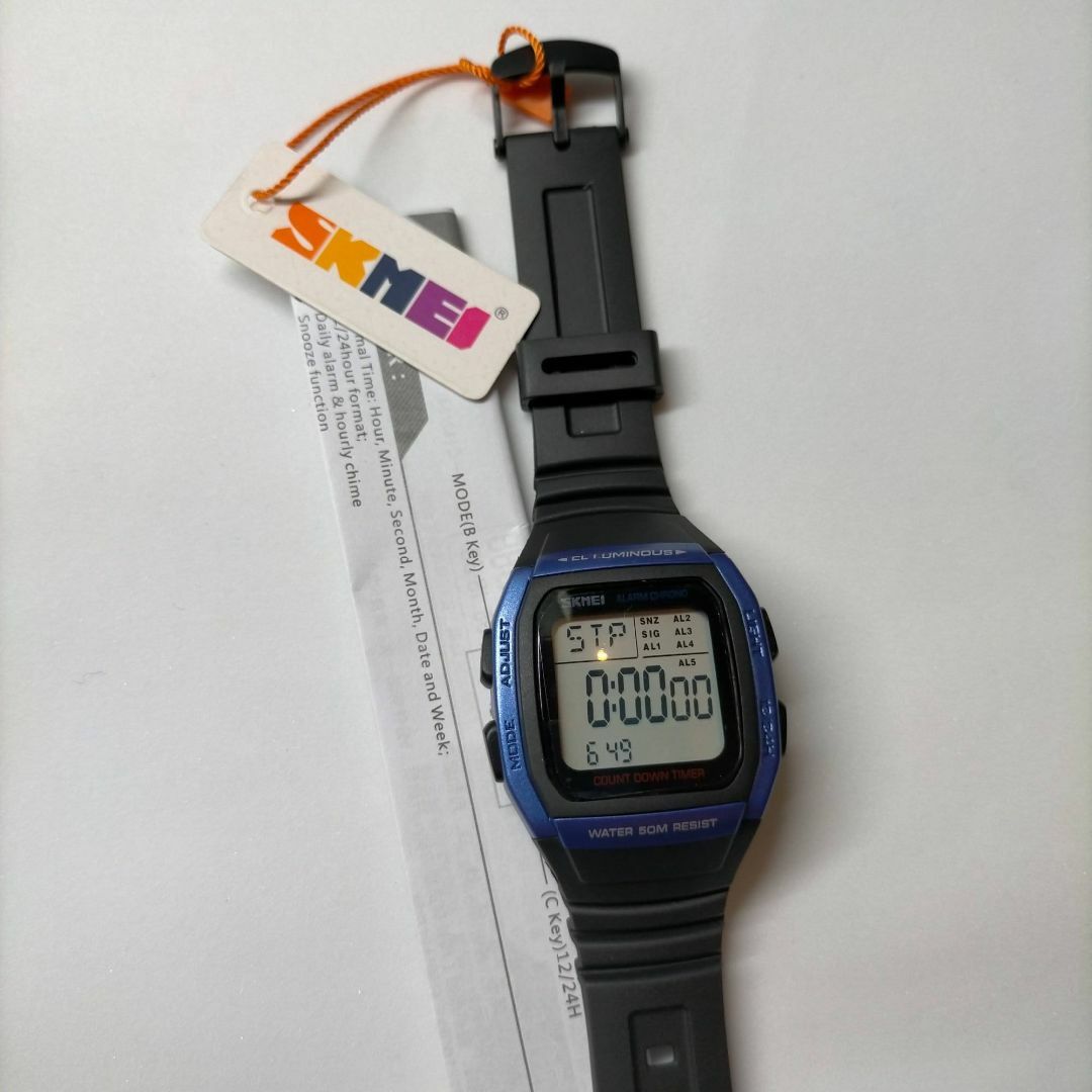 50m防水ダイバーズウォッチ デジタル腕時計 ブルー青ｘブラック黒96BUS メンズの時計(腕時計(デジタル))の商品写真