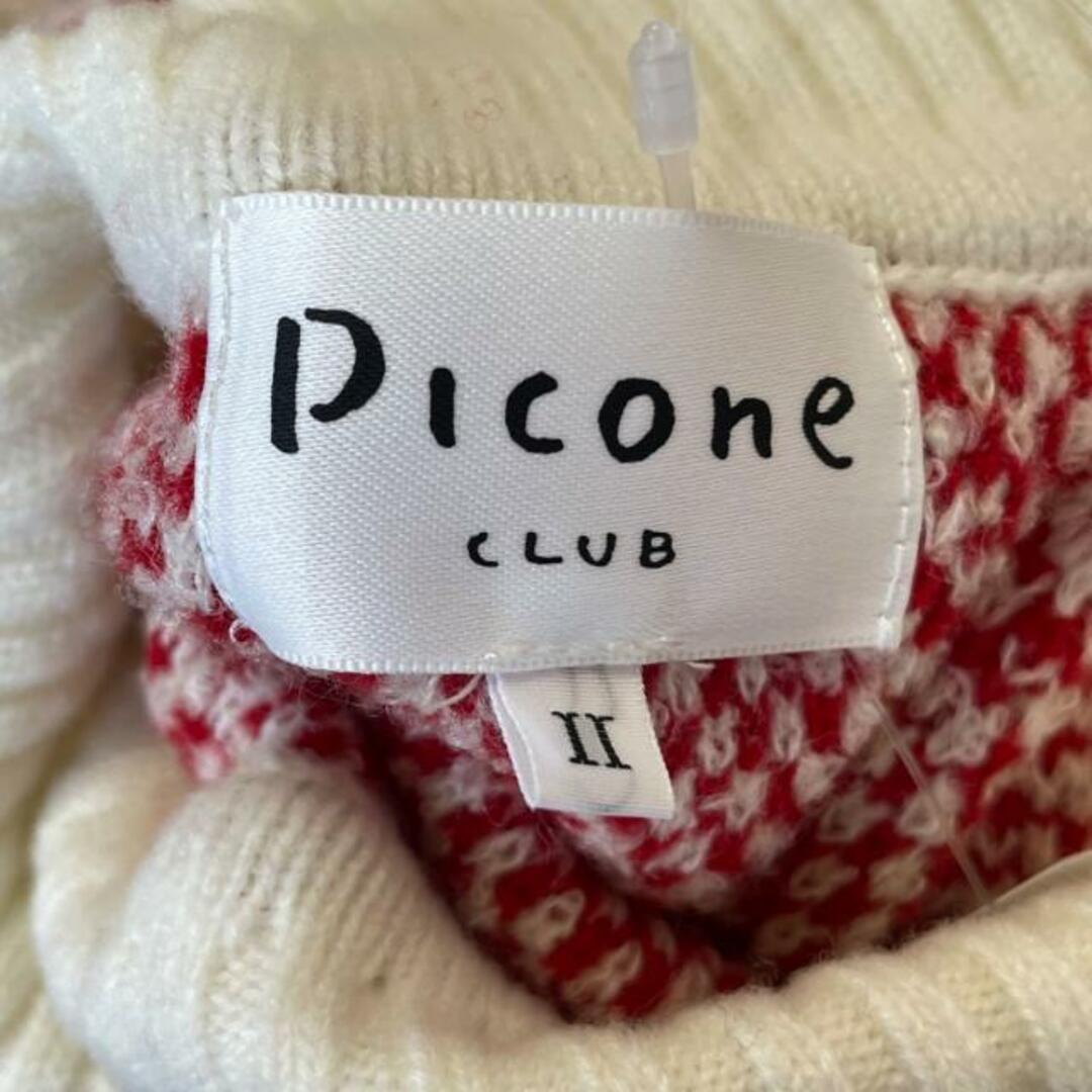 PICONE(ピッコーネ) 長袖セーター サイズ2 M レディース美品  - レッド×アイボリー レディースのトップス(ニット/セーター)の商品写真