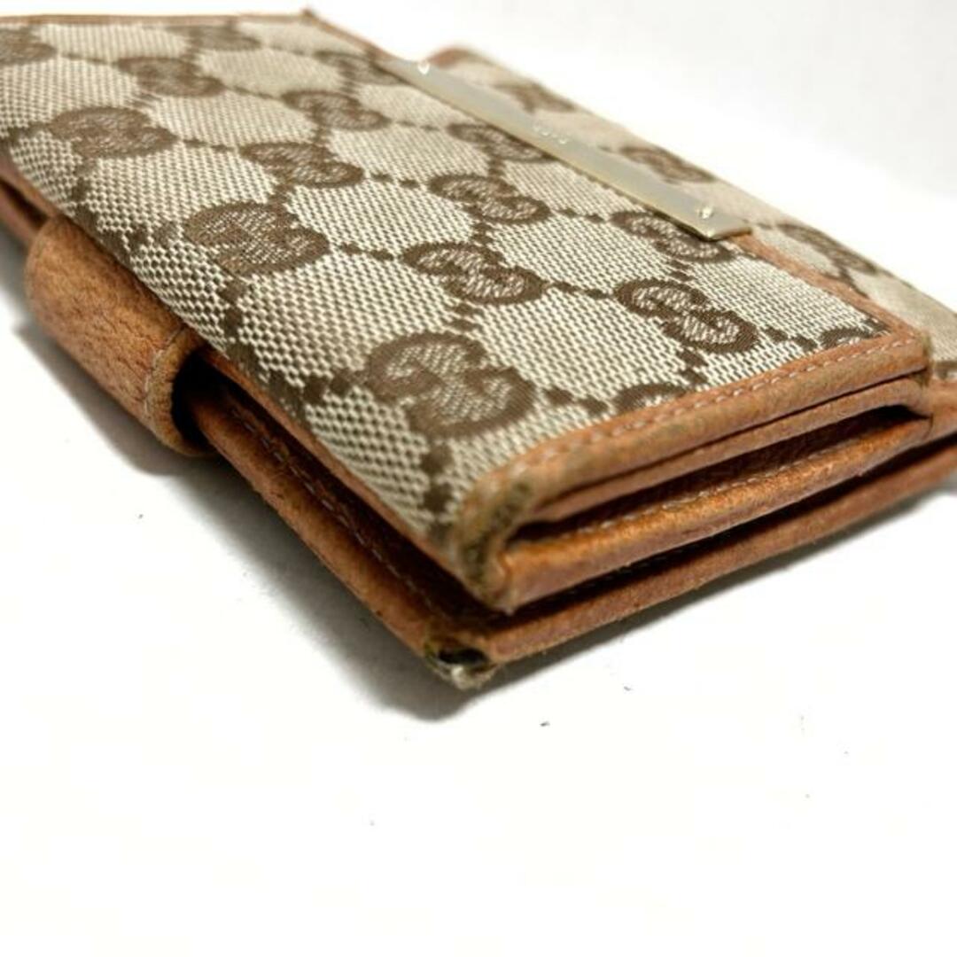 Gucci(グッチ)のGUCCI(グッチ) Wホック財布 メタルバー 112664 ベージュ×ダークブラウン×ブラウン ジャガード×レザー レディースのファッション小物(財布)の商品写真