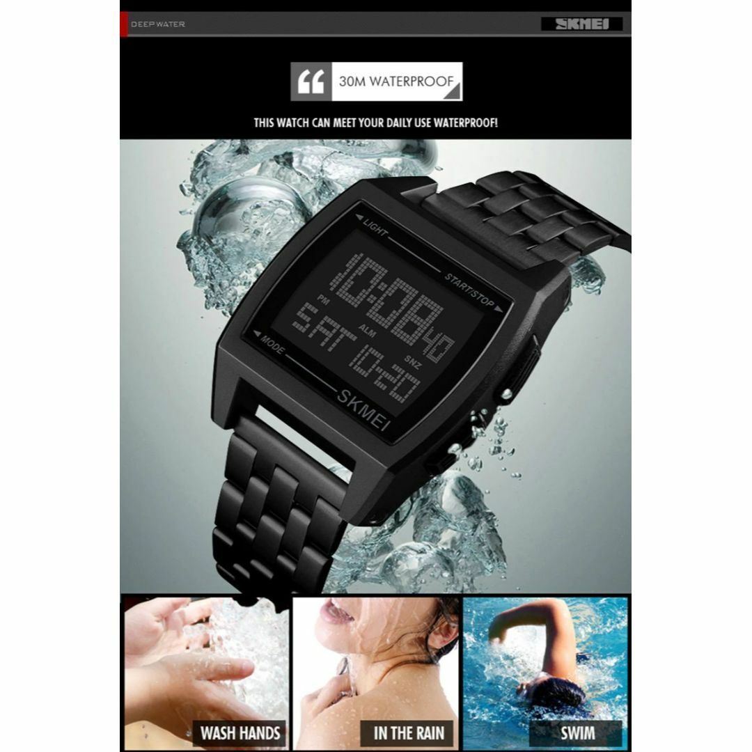 ★角型 ドット文字のデジタル時計 ゴールド 1368☆D メンズの時計(腕時計(デジタル))の商品写真