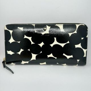 ケイトスペードニューヨーク(kate spade new york)のKate spade(ケイトスペード) 長財布 - PWRU5294 黒×アイボリー ラウンドファスナー エナメル（レザー）(財布)