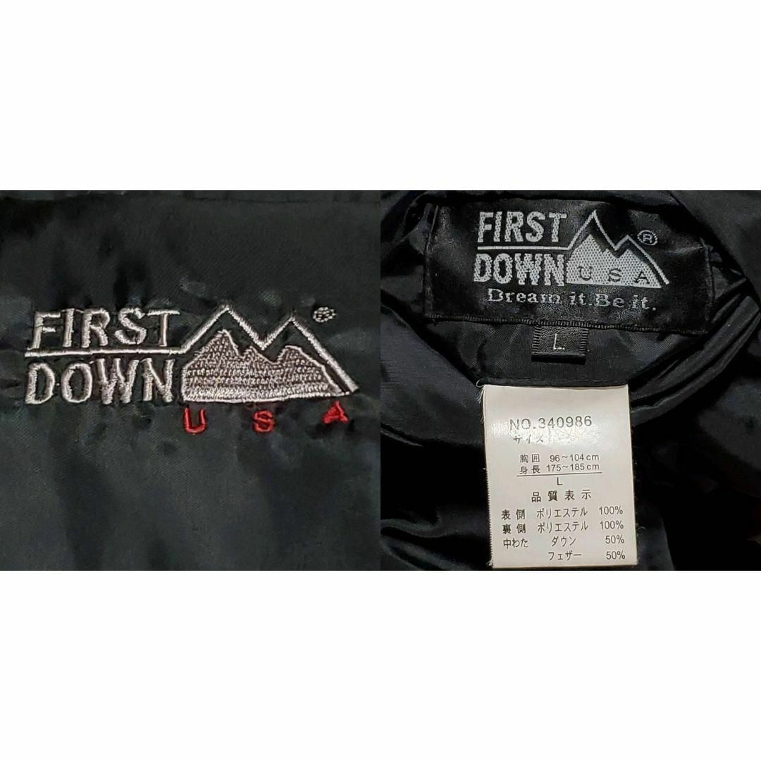FIRST DOWN(ファーストダウン)の極美品 L ファーストダウン リバーシブル ダウンジャケット 黒 赤 ロゴ 刺繍 メンズのジャケット/アウター(ダウンジャケット)の商品写真