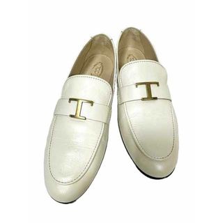 【中古】TOD'S トッズ  靴 レディース ローファー T-タイムレス サイズ37 ホワイト