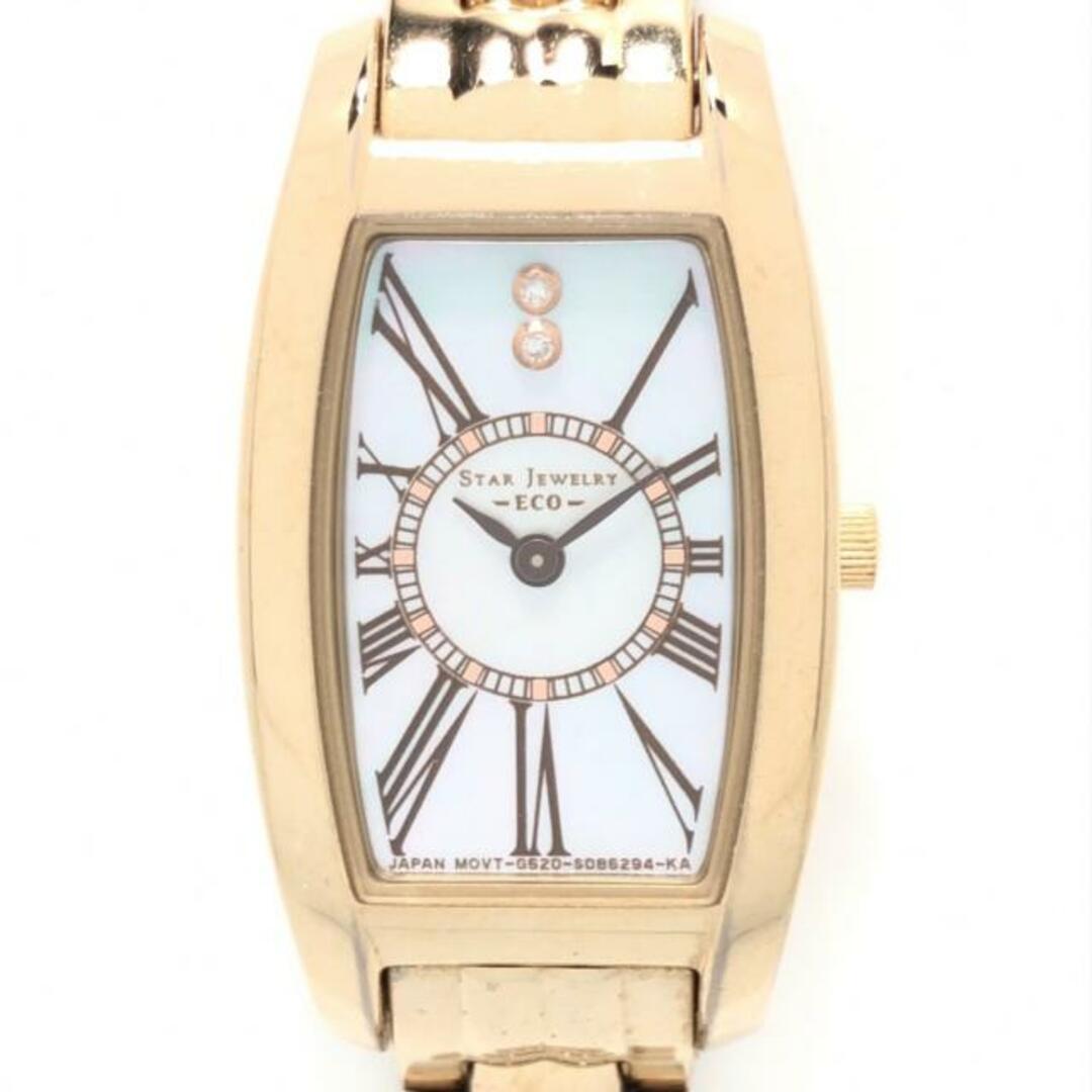 STAR JEWELRY(スタージュエリー)のSTAR JEWELRY(スタージュエリー) 腕時計 ECO G620-S056381 レディース 2Pダイヤ(0.01ct) ホワイトシェル レディースのファッション小物(腕時計)の商品写真