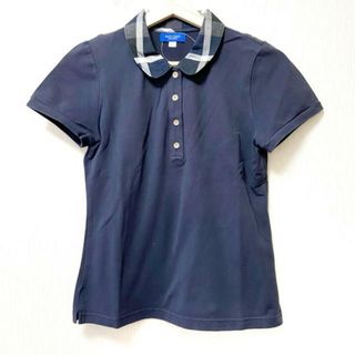 ブルーレーベルクレストブリッジ(BLUE LABEL CRESTBRIDGE)のBLUE LABEL CRESTBRIDGE(ブルーレーベルクレストブリッジ) 半袖ポロシャツ サイズ38 M レディース - ダークネイビー×黒×白 チェック柄(ポロシャツ)